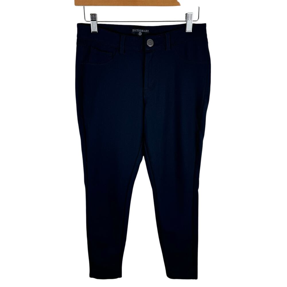 Dictionary Dark‎ Navy Stretchy Knit Mid Rise Cropped Skinny Ankle Pants Size 8